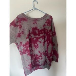 Old Navy Long Tunic Sweater DIY Bleach Dyed Maroon/Grey Tie-dye